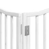 Dog Gate with Door Foldable 6 Panels White 480 cm Poplar Wood 3155617