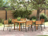 Garden Dining Set 7 pcs Black Solid Acacia Wood 3365538