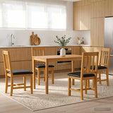 Dining Set 5 pcs Black Solid Oak Wood 3430237
