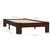Bed Frame Dark Brown Solid Pine Wood, Plywood Slats Single 283298