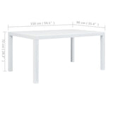 Garden Table White 150x90x72 cm Plastic Rattan Look 45604