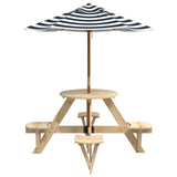 Picnic Table for 4 Kids with Umbrella Round Solid Wood Fir 3281622