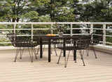 5 Piece Garden Dining Set Black Poly Rattan 3157867