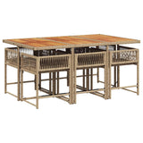 7 Piece Garden Dining Set with Cushions Beige Poly Rattan 3211456
