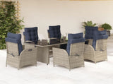7 Piece Garden Dining Set with Cushions Grey Poly Rattan 3213364