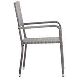 Dining Set Grey Solid acacia wood, steel, PE rattan Small 3072488