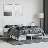 Bed Frame White Powder-Coated Steel Double Bed Frame 353586