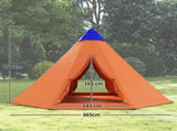 6 Men Tipi Tent with Carry Bag - Orange T3398P348698