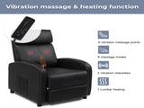 PU With 2-Point Massage Heating Function Recliner Black 95633974