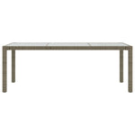 Garden Table Grey 190x90x75 cm Tempered Glass and Poly Rattan 316714