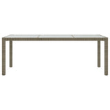 Garden Table Grey 190x90x75 cm Tempered Glass and Poly Rattan 316714