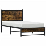Metal Bed Frame without Mattress Smoked Oak 75x190 cm Small Single 4007822