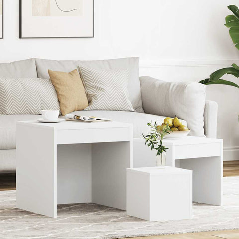 Nesting Tables 3 pcs White Engineered Wood 808594