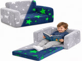 2-in-1 Convertible Toddler Fold Out Sofa Bed with Washable CoverSofa & Glowing Star, Baby Armchair 99775539