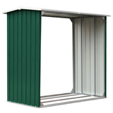 Log Storage Shed Galvanised Steel 172x91x154 cm Green 47080