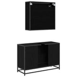 Bathroom Furniture Set 2 pcs Black Oak Engineered Wood 3402389