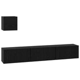 TV Cabinet Set Wall-mounted 4 pcs Black Oak Engineered Wood 3393148