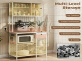 Kitchen Baker's Rack, Microwave Stand with Storage Shelves and 6 Hooks for Small Spaces T3398P553403