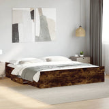 Bed Frame with Drawers without Mattress Smoked Oak 200x200 cm 3280269