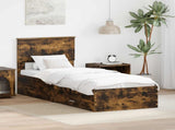 Bed Frame Smoked Oak and Silver 75 x 190 cm Engineered Wood 3410962