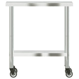 Kitchen Work Table with Wheels 82.5x30x85 cm Stainless Steel 376460