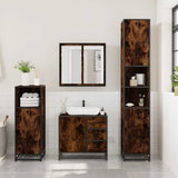 ZNTS 3 Piece Bathroom Furniture Set Smoked Oak Engineered Wood 3300957