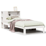 Bookcase Bed without Mattress White 100x200cm Solid Wood Pine 3322541