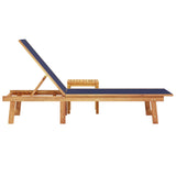 ZNTS Sun Lounger with Table Blue Solid Wood Acacia and Textilene 4008418