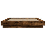 Bed Frame with LED Lights without Mattress Smoked Oak 120x190cm 3281144
