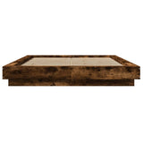 Bed Frame with LED Lights without Mattress Smoked Oak 120x190cm 3281144