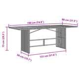 Garden Table Black PE rattan, powder-coated steel, tempered glass 365602