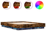 Bed Frame with LED without Mattress Smoked Oak 120x190 cm Small Double 3209825