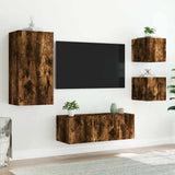 5 Piece TV Wall Units with LED Smoked Oak Engineered Wood 3216829