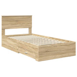 Bed Frame with Drawer Sonoma Oak 100 x 200 cm Engineered Wood 3410933