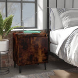 Bed Cabinets with Metal Legs Smoked Oak 40x30x50 cm 813117