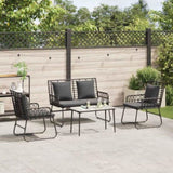 Garden Dining Set 3 pcs Black and Anthracite Poly rattan, steel 42010352