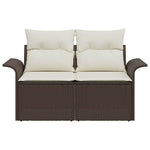Garden Sofa with Cushion Brown 141 x 62 x 69cm Poly Rattan 42006703
