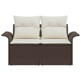Garden Sofa with Cushion Brown 141 x 62 x 69cm Poly Rattan 42006703