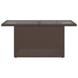 Garden Table with Glass Top Brown 100x55x73 cm Poly Rattan 366208