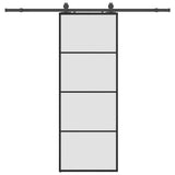 Sliding Door with Hardware Set Black 76x205 cm ESG Glass 3375937