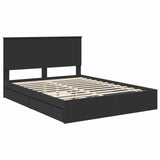 Storage Bed with Headboard Black 150 x 200 cm Engineered Wood 3411195