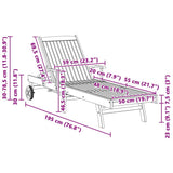 Sun lounger Folding Brown 195 x 59 x 78.5 cm Solid Teak Wood 42008012