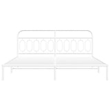 Metal Bed Frame without Mattress with Headboard White 200x200cm 377173