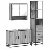 ZNTS 3 Piece Bathroom Furniture Set Grey Sonoma Engineered Wood 3301163