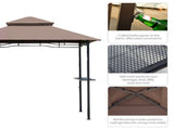 2.5x1.5m Grill Gazebo Canopy, Double Tiered Outdoor BBQ Gazebo Shelter with 2 Side Shelves T3398P325241