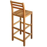 Bar Chair Set of 2 Natural Wood Solid Acacia Wood Large 44130