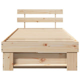 Bed Frame with Headboard Natural 75 x 190 cm Solid Pine Wood 872551