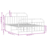Bed Frame White Powder-Coated Steel Double Bed Frame 353702