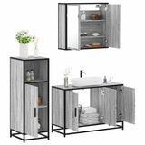 ZNTS 3 Piece Bathroom Furniture Set Grey Sonoma Engineered Wood 3300953