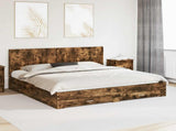 Bed Frame with Storage and Headboard Smoked Oak Engineered Wood 3414077